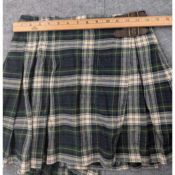 Polo Ralph Lauren Plaid Skirt Girls Large Green Belted Preppy Holiday Acaademia - Picture 3 of 7